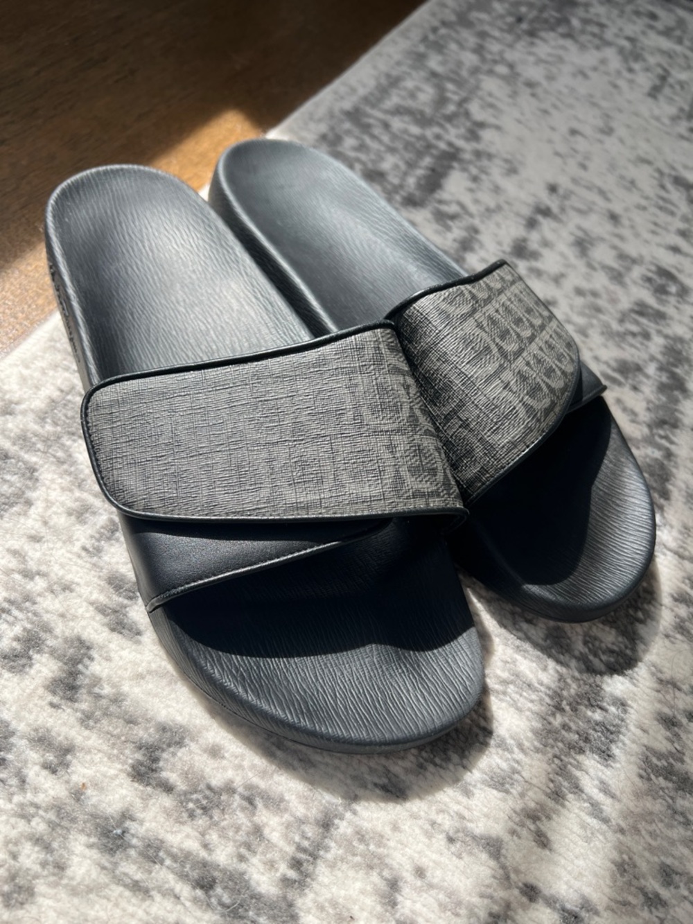 Salvatore Ferragamo Black Logo-Embossed Slide Soles